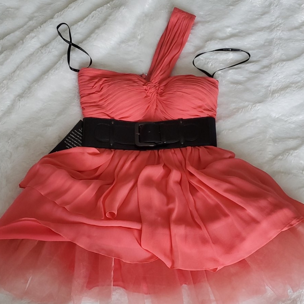 NWT - BEBE pink single strap fit and flare dress